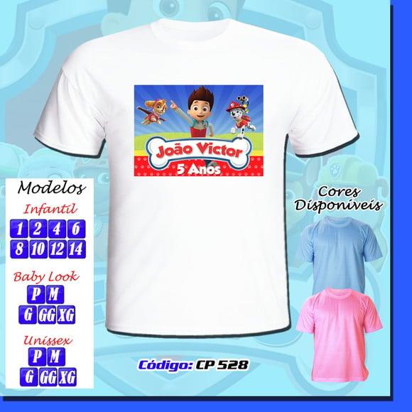 01 Camiseta Adulto Infantil Personalizada Patrulha Canina