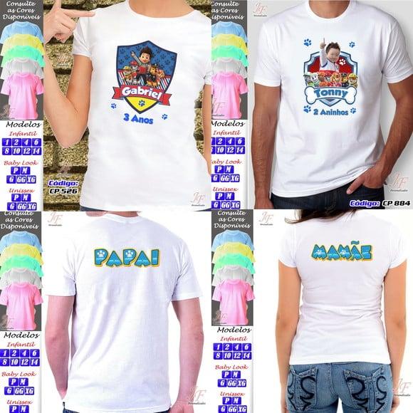 01 Camiseta Adulto Infantil Personalizada Patrulha Canina