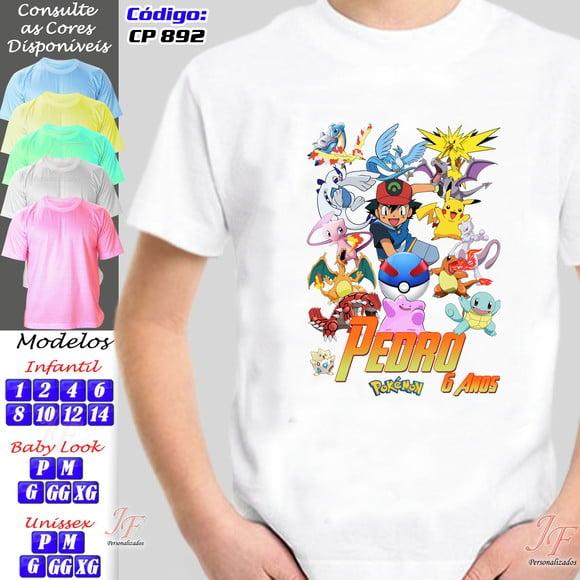 01 Camiseta Adulto Infantil Personalizada Pokemon