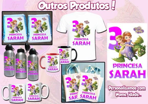 01 Camiseta Adulto Infantil Personalizada Princesa Sophia