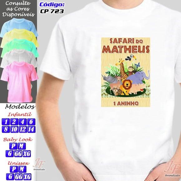01 Camiseta Adulto Infantil Personalizada Safari