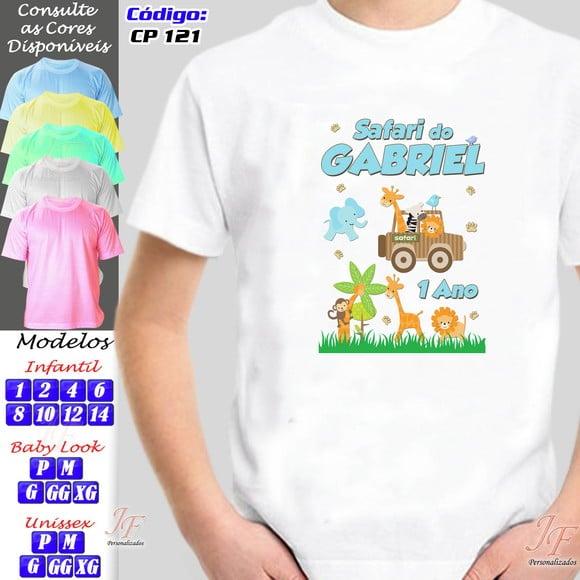 01 Camiseta Adulto Infantil Personalizada Safari