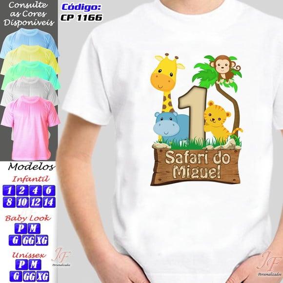 01 Camiseta Adulto Infantil Personalizada Safari