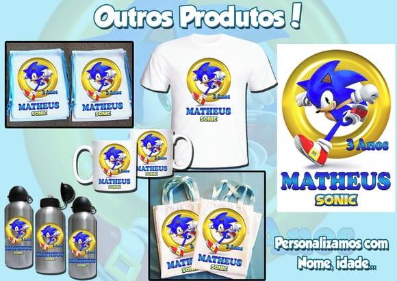 01 Camiseta Adulto Infantil Personalizada Sonic