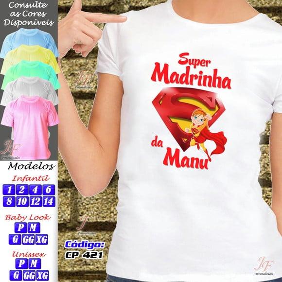 01 Camiseta Adulto Infantil Personalizada Super Padrinhos