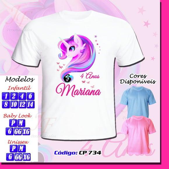 01 Camiseta Adulto Infantil Personalizada Unicórnio