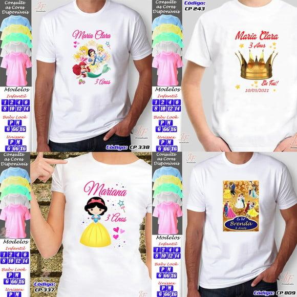 01 Camiseta Adulto Infantil Príncipe Princesa Personalizada