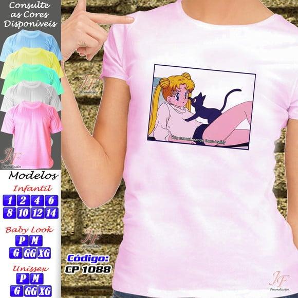 01 Camiseta Adulto Infantil Sailor Moon Personalizada