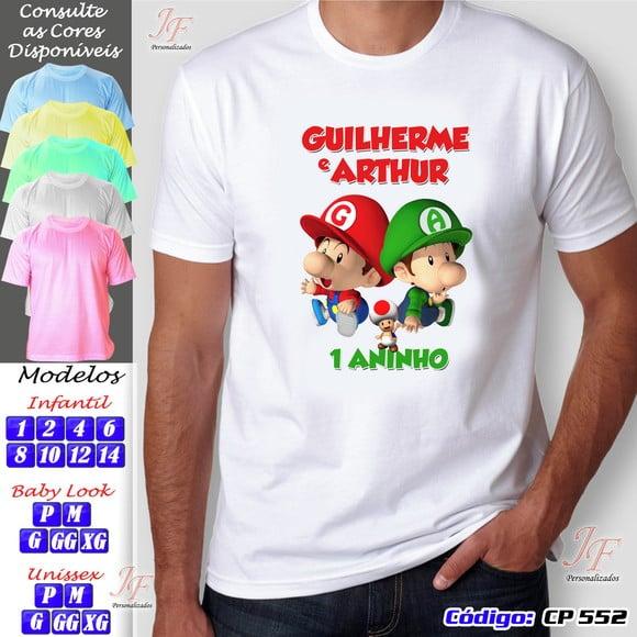 01 Camiseta Adulto Infantil Super Mario Personalizada