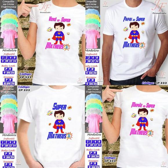 01 Camiseta Adulto Infantil Superman Personalizada