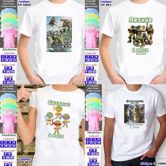 01 Camiseta Adulto Infantil Tartaruga Ninja Personalizada