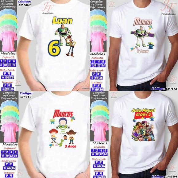 01 Camiseta Adulto Infantil Toy Story Personalizada