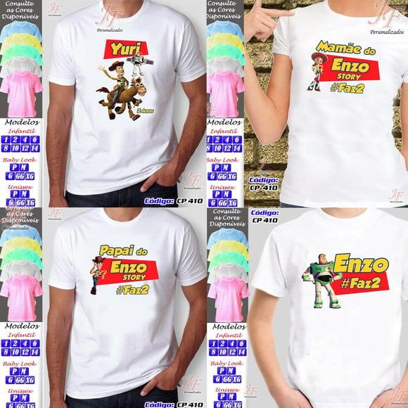 01 Camiseta Adulto Infantil Toy Story Personalizada