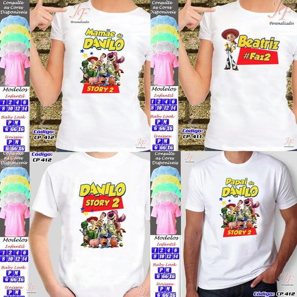 01 Camiseta Adulto Infantil Toy Story Personalizada