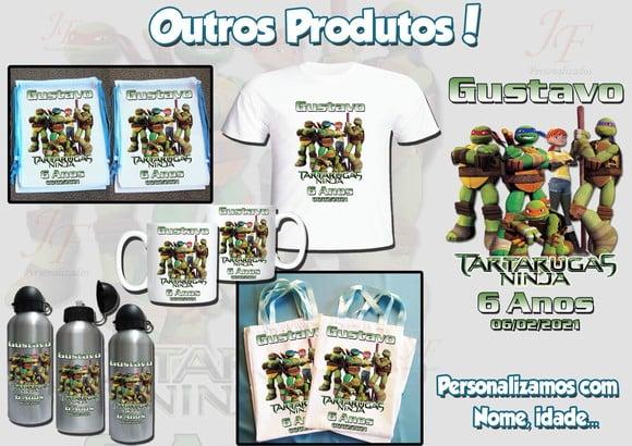 01 Camiseta Adulto Infantil Tartaruga Ninja Personalizada