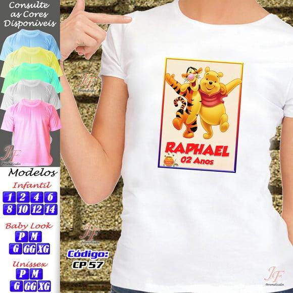 01 Camiseta Adulto Infantil Ursinho Puff Pooh Personalizada