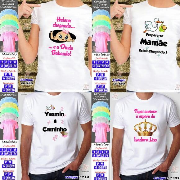 01 Camiseta Adulto ou Infantil Chá de Bebê Personalizada