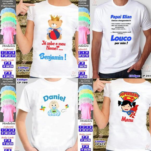 01 Camiseta Adulto ou Infantil Chá de Bebê Personalizada