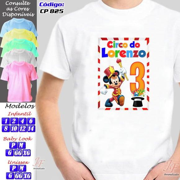 01 Camiseta Personalizada Adulto Circo do Mickey Mouse