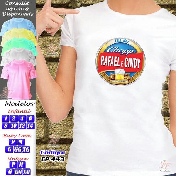 01 Camiseta Personalizada Chá Bar Noivos Chá de Revelação