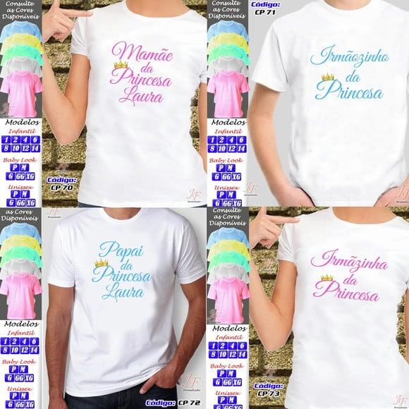 01 Camiseta Personalizada Realeza Príncipes Princesas