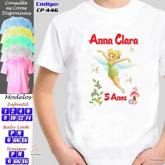 01 Camiseta Personalizada Tinker Bell Sininho