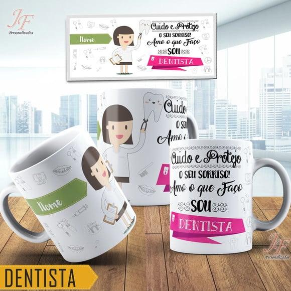 01 Caneca Cerâmica 350 ml Personalizada Curso Odontologia