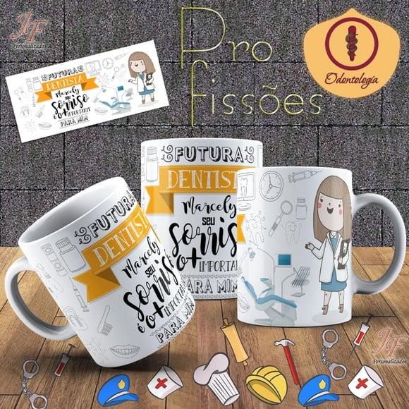 01 Caneca Cerâmica 350 ml Personalizada Curso Odontologia