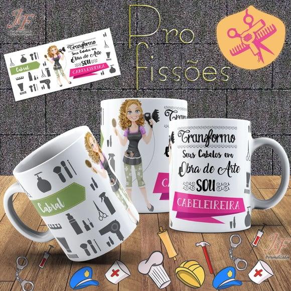 01 Caneca Cerâmica 350 ml Personalizada Cabeleireira