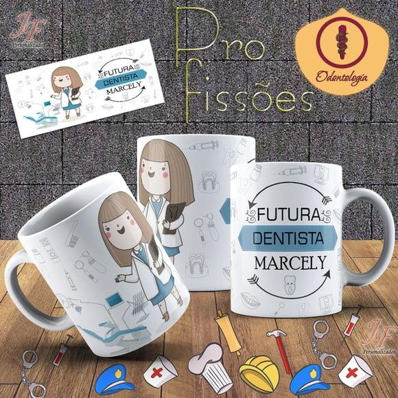 01 Caneca Cerâmica 350 ml Personalizada Curso Odontologia
