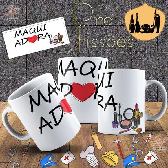 01 Caneca Cerâmica 350 ml Personalizada Maquiadora