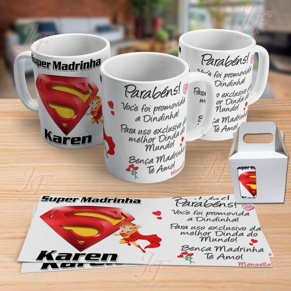 01 Caneca Cerâmica Personalizada Dinda ou Dindo