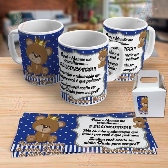 01 Caneca Cerâmica Personalizada Dinda ou Dindo