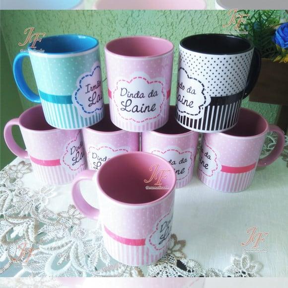 01 Caneca Cerâmica Personalizada Dinda ou Dindo