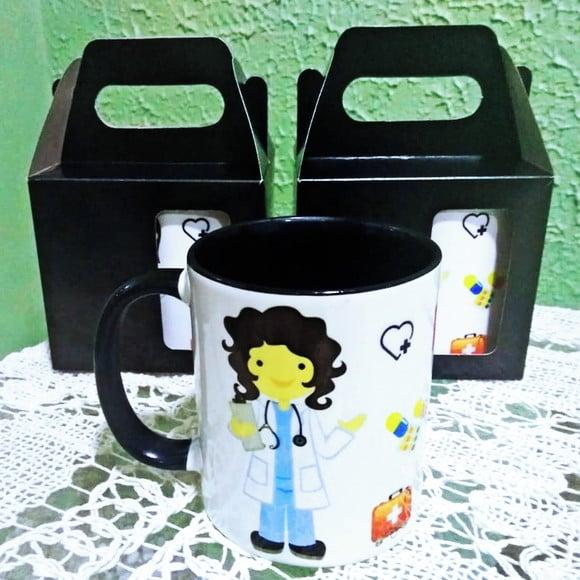 01 Caneca em Cerâmica 350 ml Curso Farmácia Enfermagem