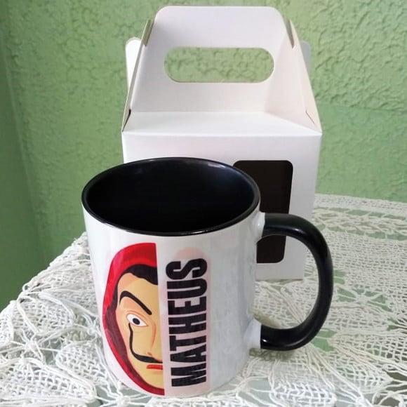 01 Caneca em Cerâmica 350 ml Personalizada A Casa de Papel