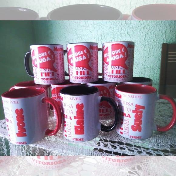 01 Caneca em Cerâmica 350 ml Personalizada Amiga