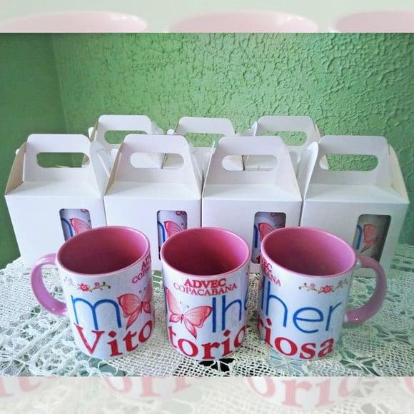 01 Caneca em Cerâmica 350 ml Personalizada Mulher Vitoriosa