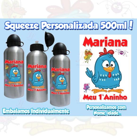 01 Squeeze Alumínio 500 Ml Personalizada Galinha Pintadinha