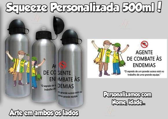 01 Squeeze Alumínio 500 Ml Personalizada Agente Comunitário