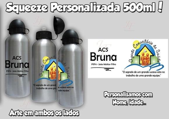01 Squeeze Alumínio 500 Ml Personalizada Agente Comunitário