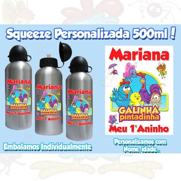 01 Squeeze Alumínio 500 Ml Personalizada Galinha Pintadinha