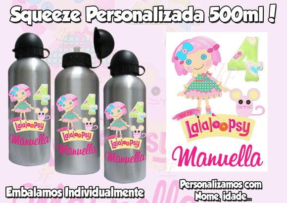 01 Squeeze Alumínio 500 ml Personalizada Lalaloopsy