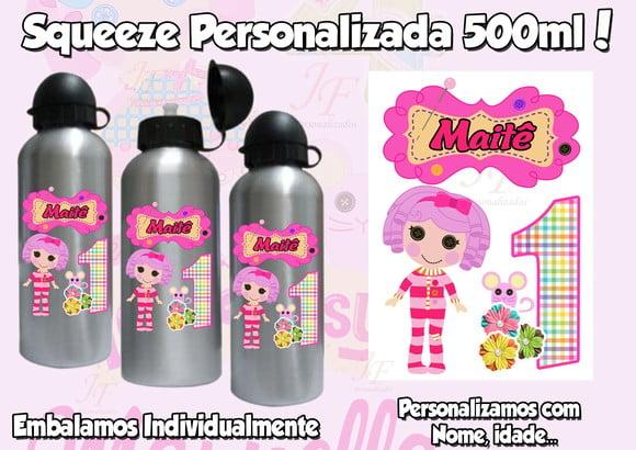 01 Squeeze Alumínio 500 ml Personalizada Lalaloopsy
