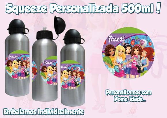01 Squeeze Garrafinha 500 ml Personalizada Lego Friends