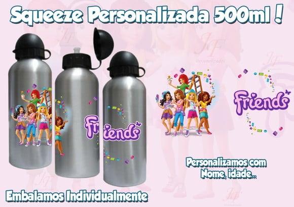01 Squeeze Garrafinha 500 ml Personalizada Lego Friends