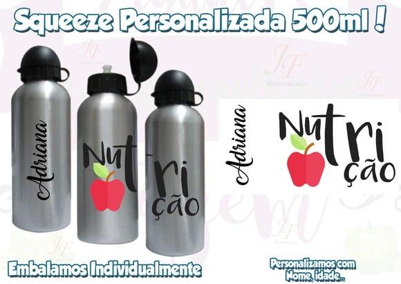 01 Squeeze Garrafinha 500 ml Personalizada Nutricionista