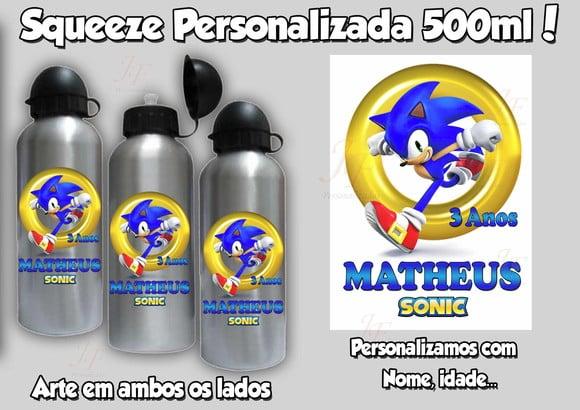 01 Squeeze Garrafinha Alumínio 500 ml Personalizada Sonic