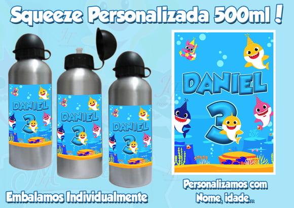 01 Squeeze Garrafinha Alumínio Personalizada Baby Shark