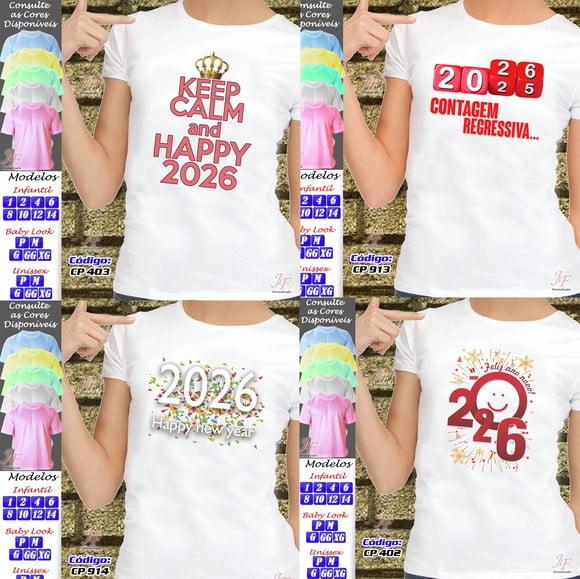06 Camisetas Personalizadas Feliz Natal Reveillon Ano Novo